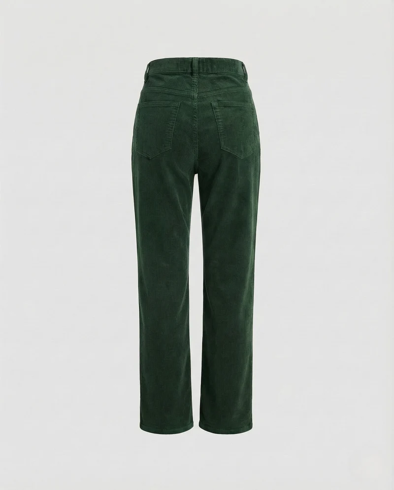 Damen Cordhose High Waist Gerades Bein Gesäßtaschen