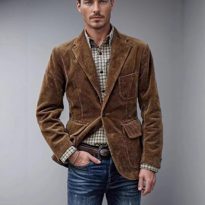 Herren Cordweste im Vintage-Worker-Stil mit Pattentaschen Nord Taschen