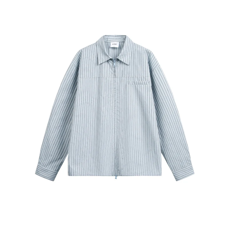 Herren Gestreiftes Overshirt mit Zwei‑Wege‑Reißverschluss und Brusttasche Nord Taschen