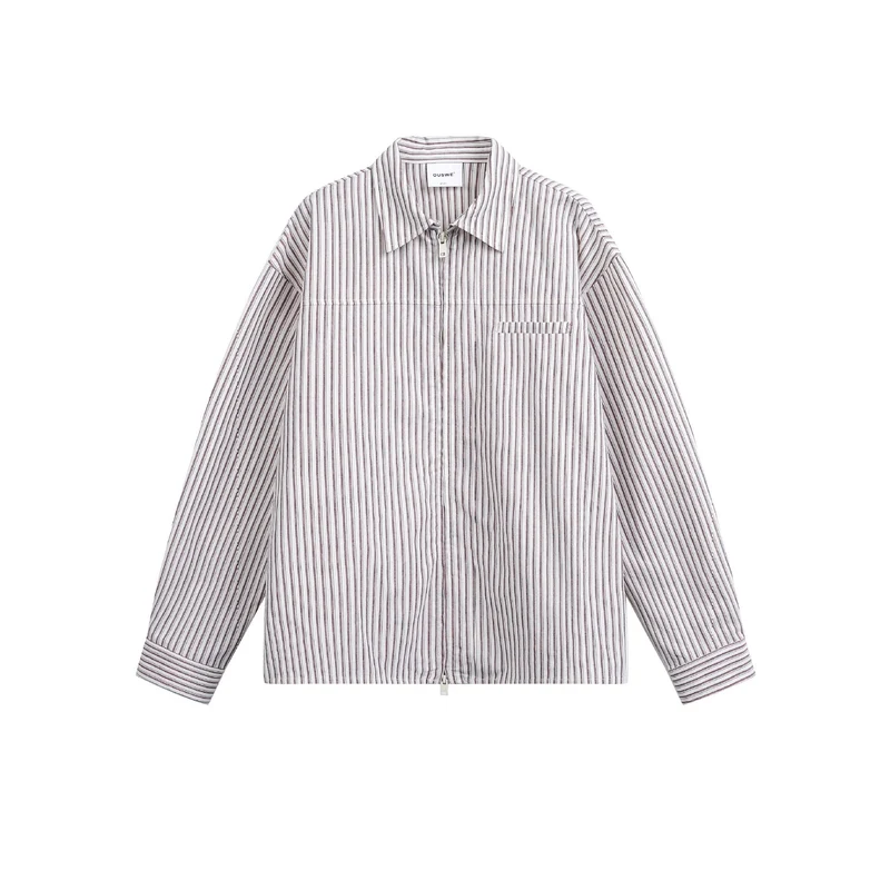Herren Gestreiftes Overshirt mit Zwei‑Wege‑Reißverschluss und Brusttasche Nord Taschen