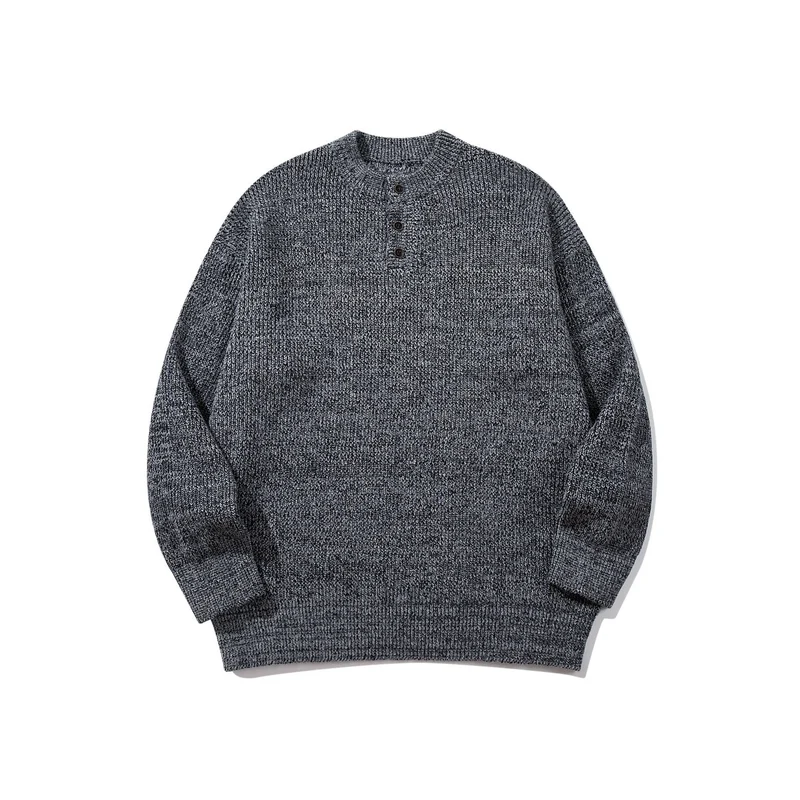 Herren Grobstrick-Henleypullover mit halber Knopfleiste und Rippbündchen Nord Taschen