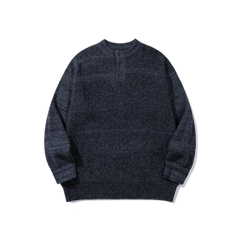 Herren Grobstrick-Henleypullover mit halber Knopfleiste und Rippbündchen Nord Taschen