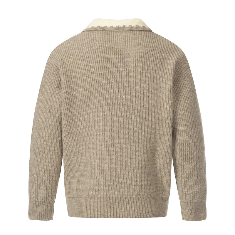Herren Grobstrick-Polopullover mit Kontrastkragen und Halbknopfleiste Nord Taschen