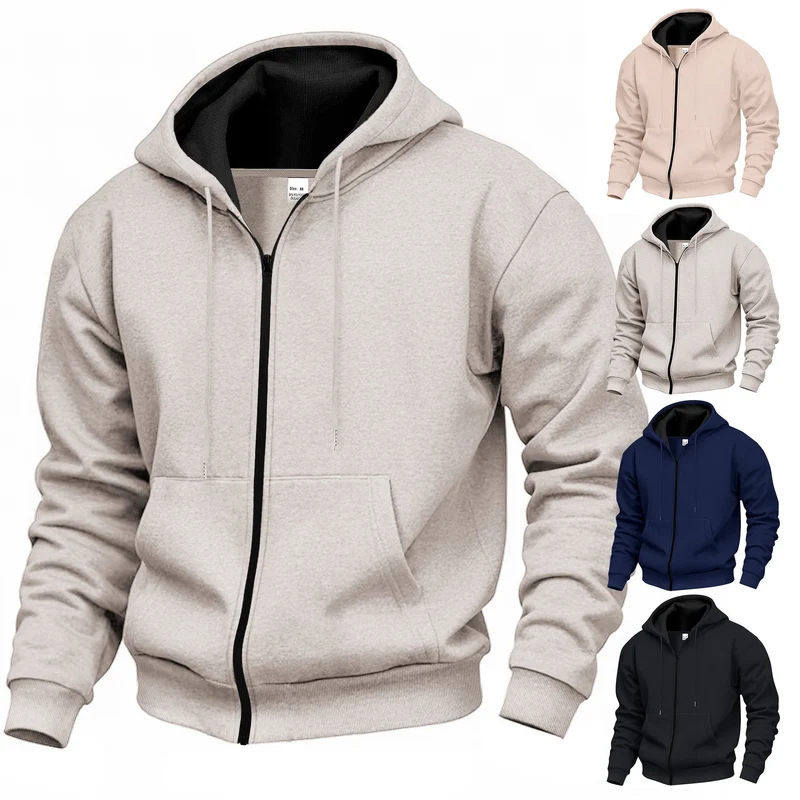 Herren Premium Kapuzenjacke mit durchgehendem Reißverschluss und weichem Fleece-Futter - Vittorelli