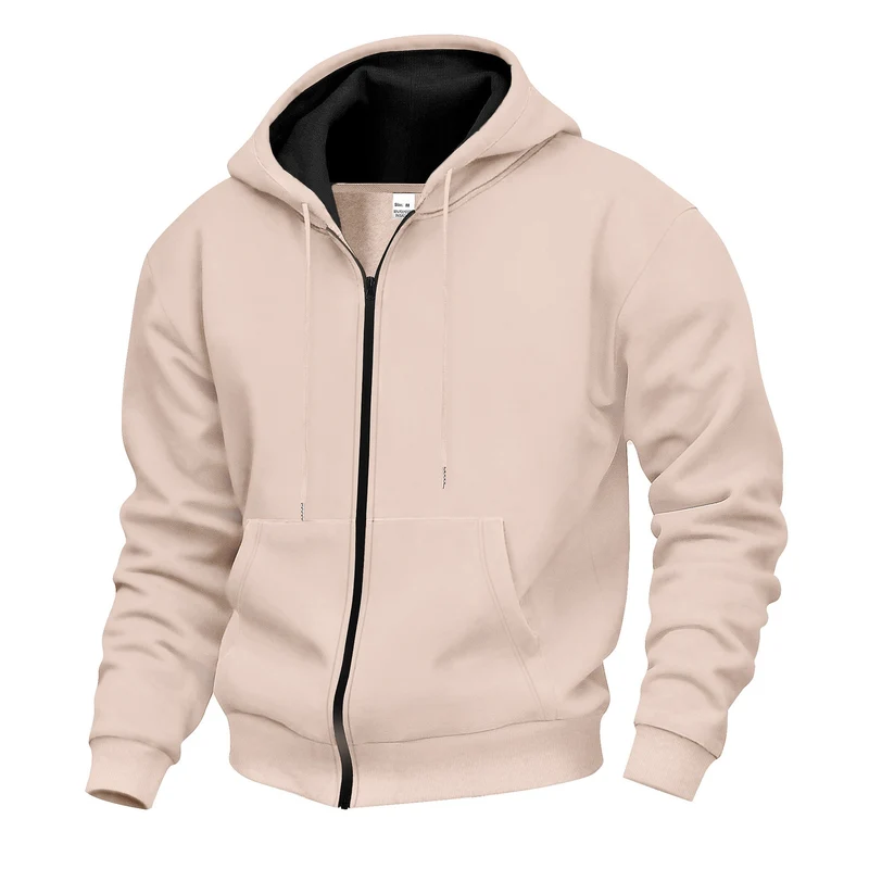 Herren Premium Kapuzenjacke mit durchgehendem Reißverschluss und weichem Fleece-Futter - Vittorelli
