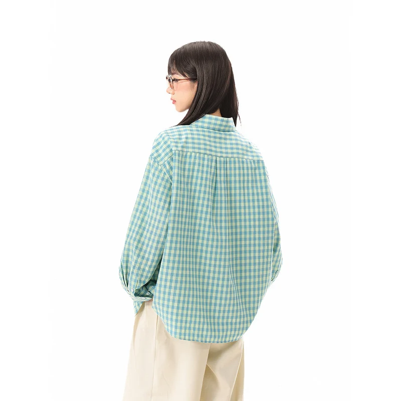 Damen Oversize‑Hemdbluse im Gingham‑Karo mit Brusttasche Nord Taschen