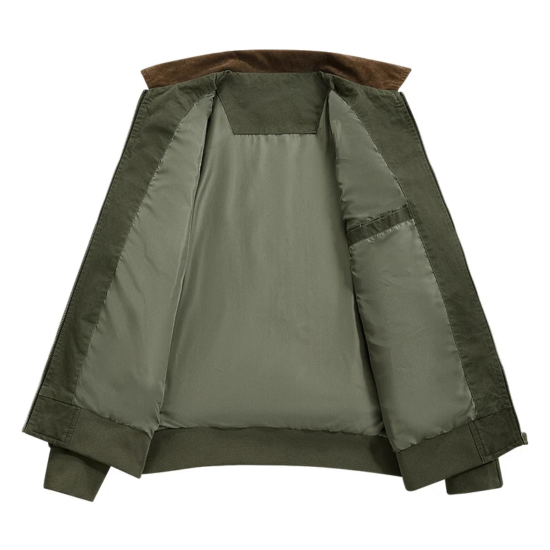 Herren Stilvolle Bomberjacke mit Cordkragen Nord Taschen