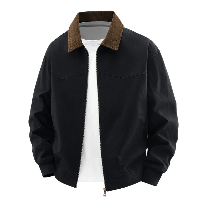 Herren Stilvolle Bomberjacke mit Cordkragen Nord Taschen