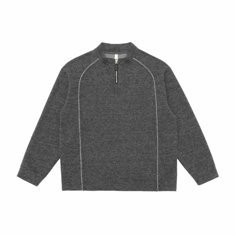 Herren Halbzip-Sweatshirt mit Stehkragen und Kontrastnaht Nord Taschen