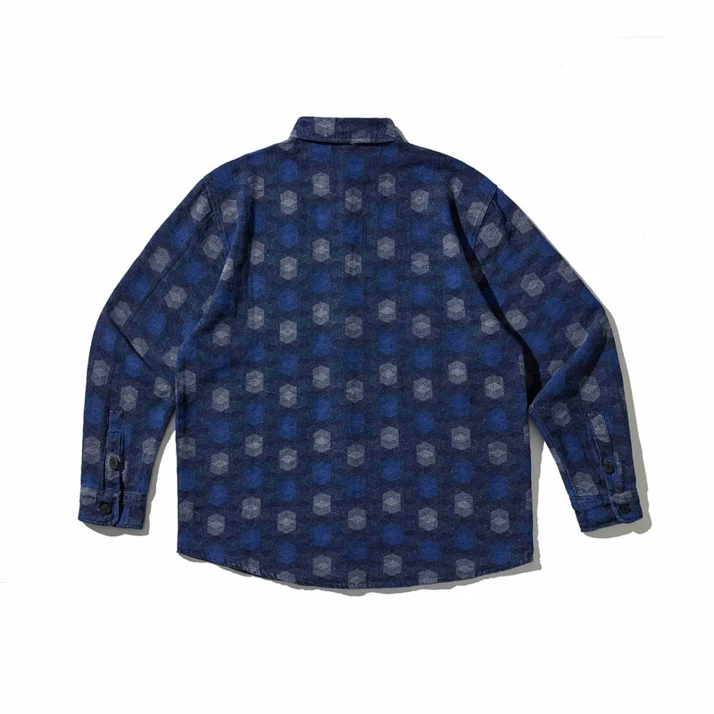 Herren Hemdjacke im Denim‑Look mit geometrischem Jacquardmuster Nord Taschen