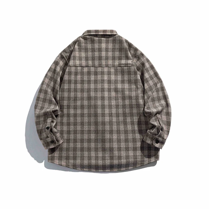 Herren Karierte Hemdjacke aus Wollmischung mit Overshirt-Schnitt und aufgesetzter Brusttasche Nord Taschen