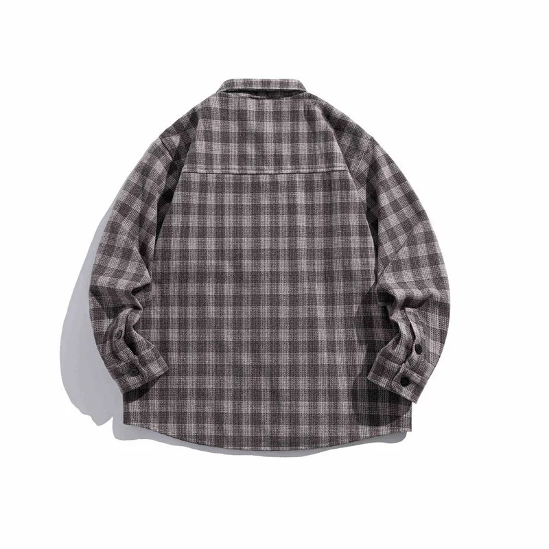 Herren Karierte Hemdjacke aus Wollmischung mit Overshirt-Schnitt und aufgesetzter Brusttasche Nord Taschen