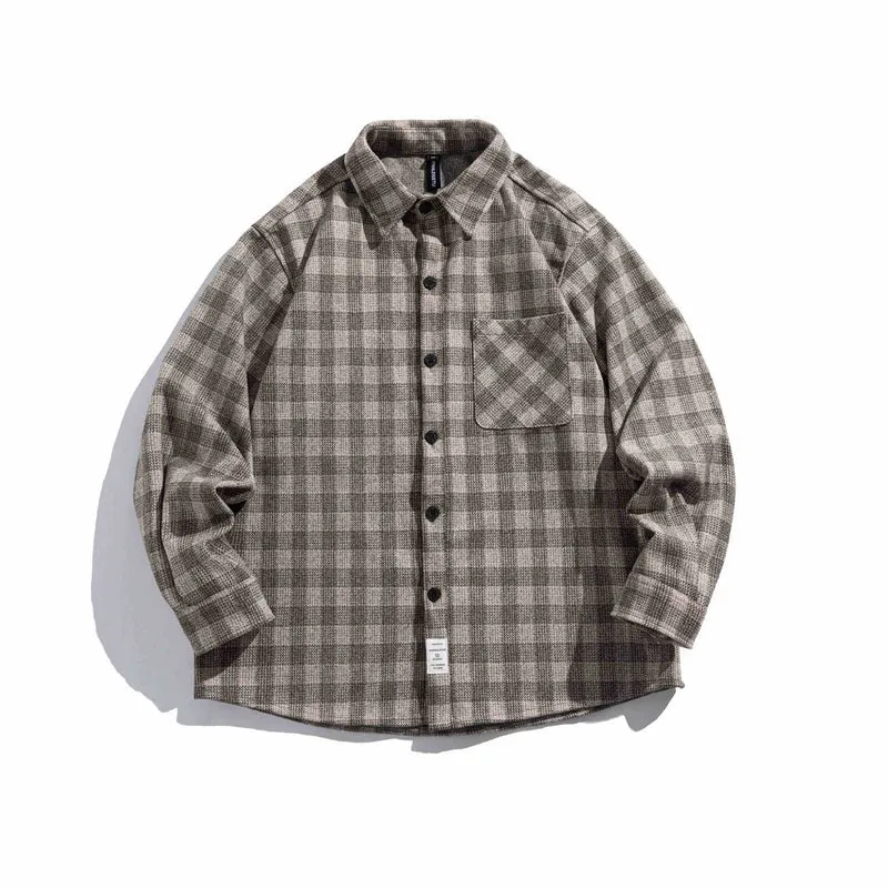 Herren Karierte Hemdjacke aus Wollmischung mit Overshirt-Schnitt und aufgesetzter Brusttasche Nord Taschen