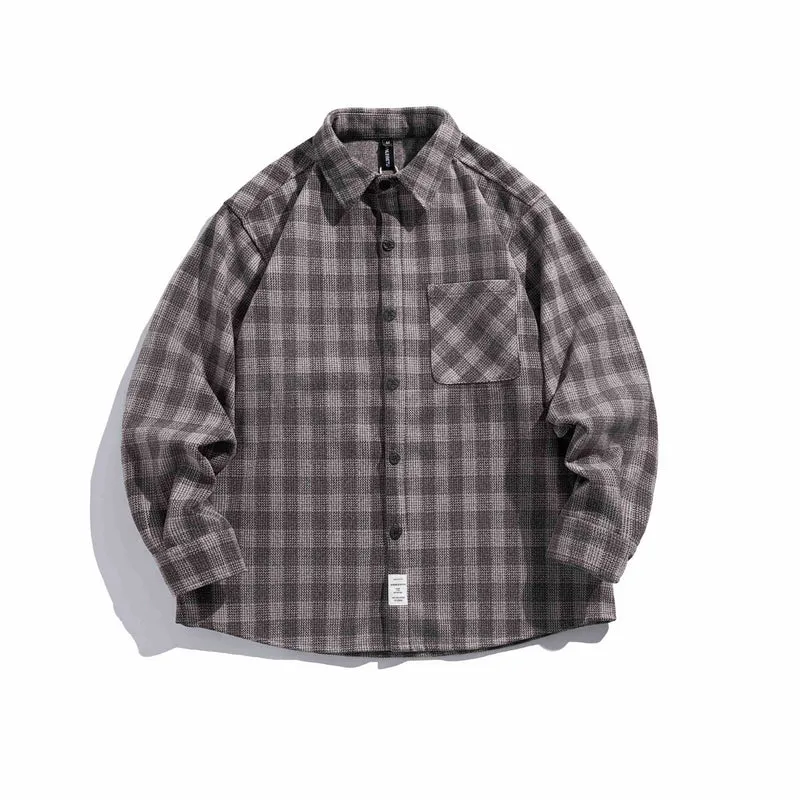Herren Karierte Hemdjacke aus Wollmischung mit Overshirt-Schnitt und aufgesetzter Brusttasche Nord Taschen