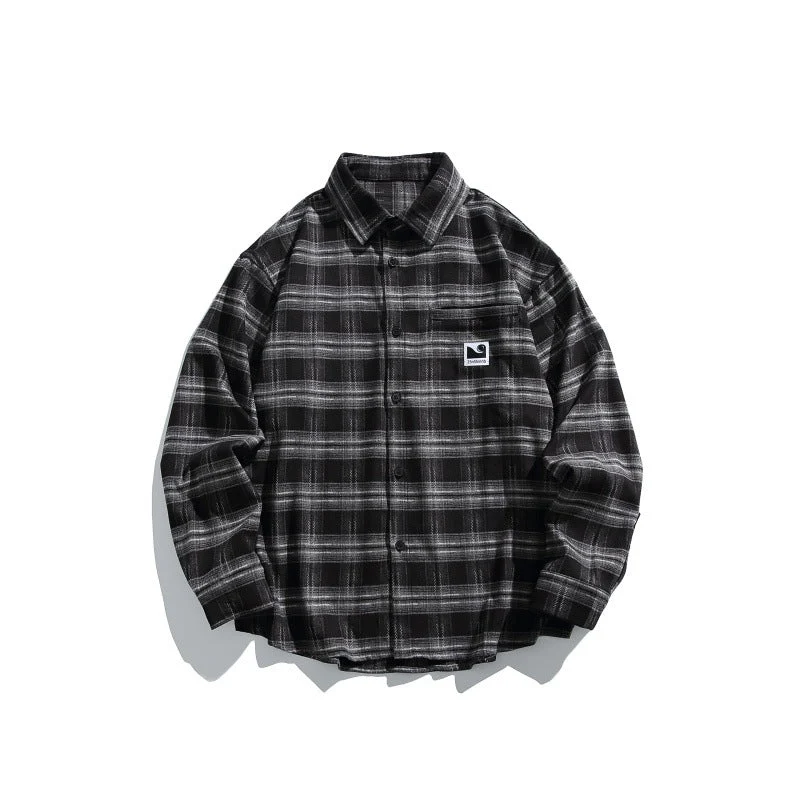 Herren Karierte Overshirt-Hemdjacke im Boxy-Relaxed-Schnitt Nord Taschen