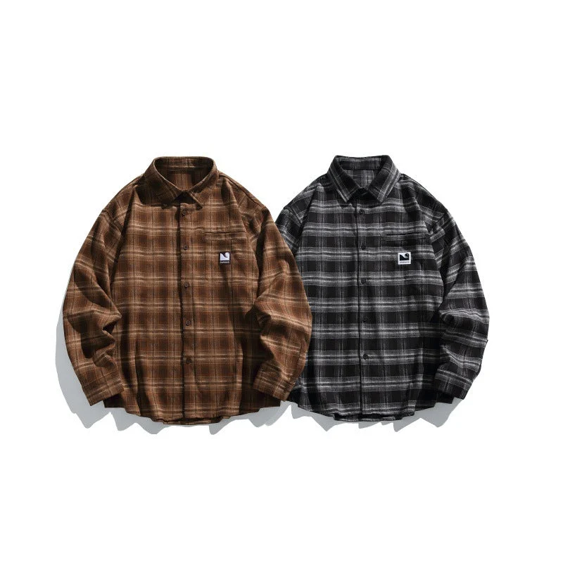 Herren Karierte Overshirt-Hemdjacke im Boxy-Relaxed-Schnitt Nord Taschen
