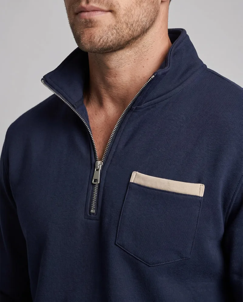 Herren-Half-Zip-Sweatshirt mit Stehkragen, Brusttasche und gerippten Bündchen Nord Taschen