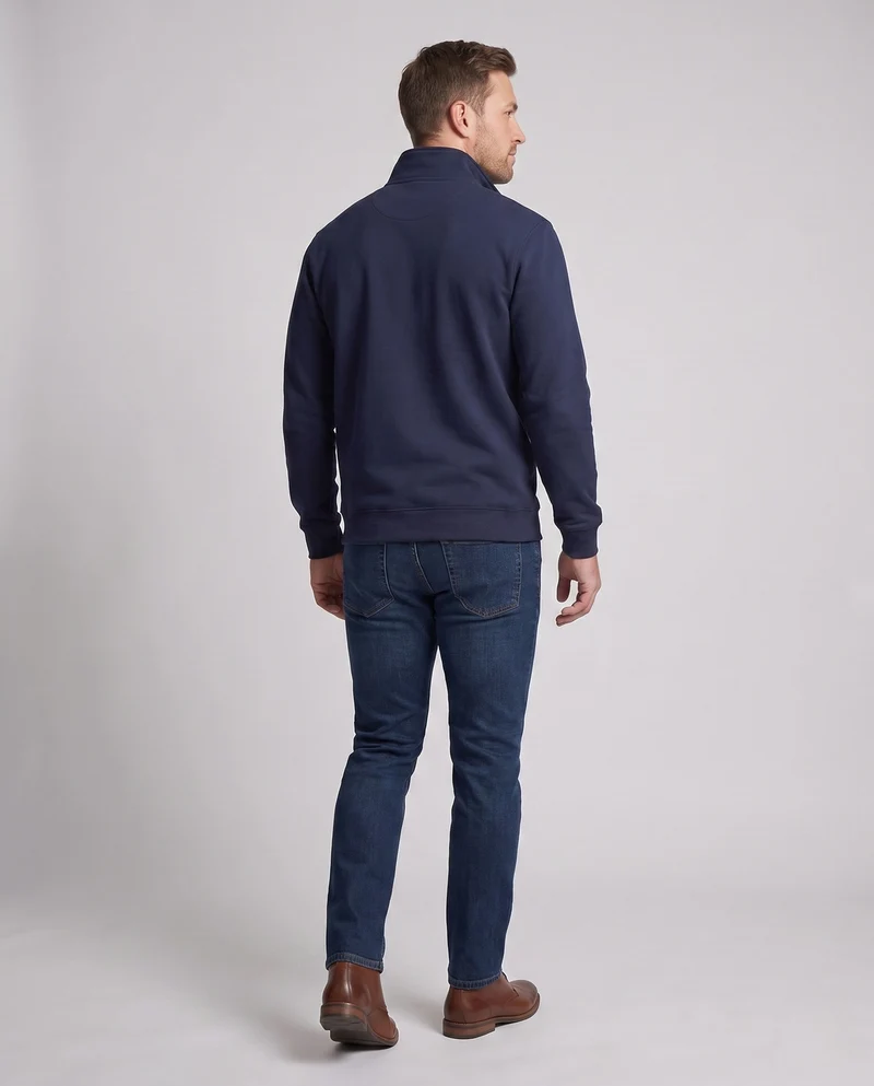 Herren-Half-Zip-Sweatshirt mit Stehkragen, Brusttasche und gerippten Bündchen Nord Taschen