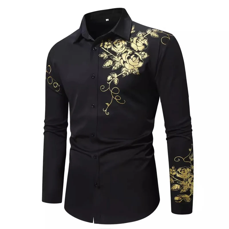 Herren Elegantes Hemd mit floralen Akzenten und glänzenden Details