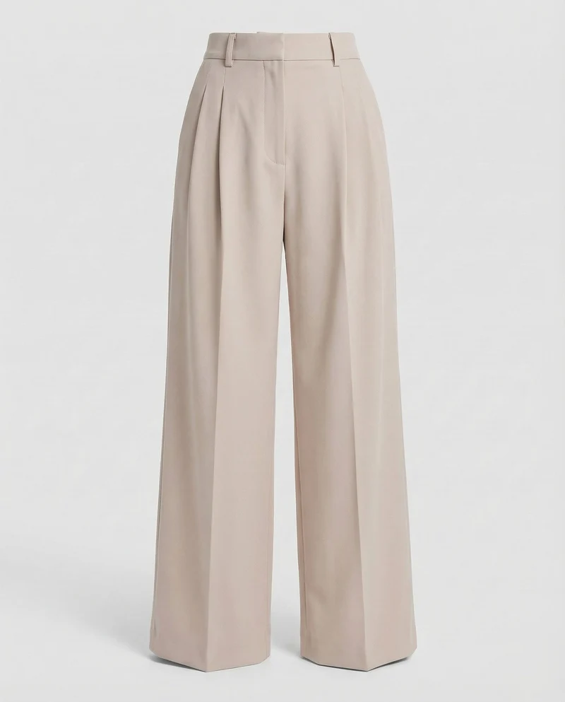 Damen Bundfaltenhose Weites Bein