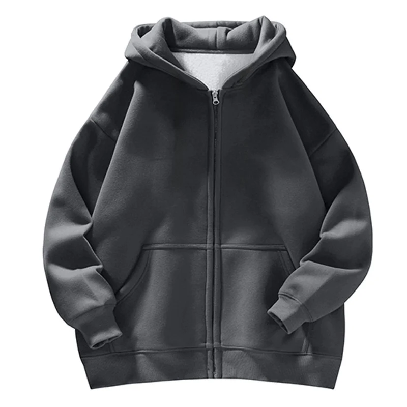 Unisex Oversize-Kapuzenjacke mit durchgehendem Reißverschluss, Teddyfutter und Känguru-Taschen Nord Taschen