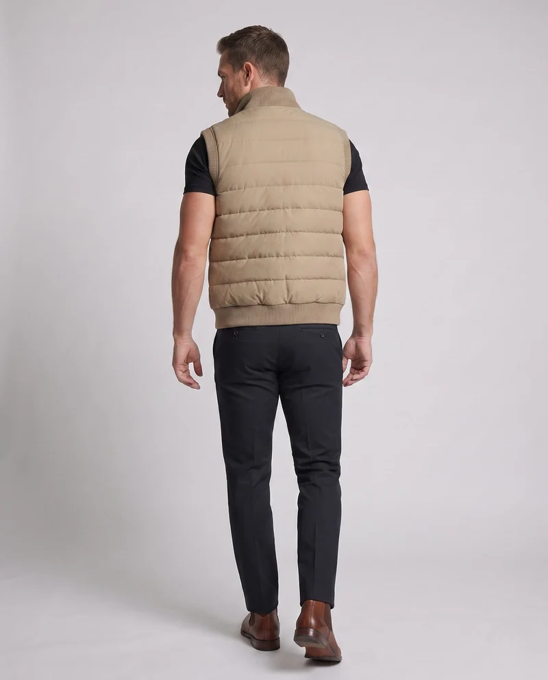 Männer Thermo-Isolationsweste mit Teddy-Fleece-Futter, Stehkragen und geripptem Saum