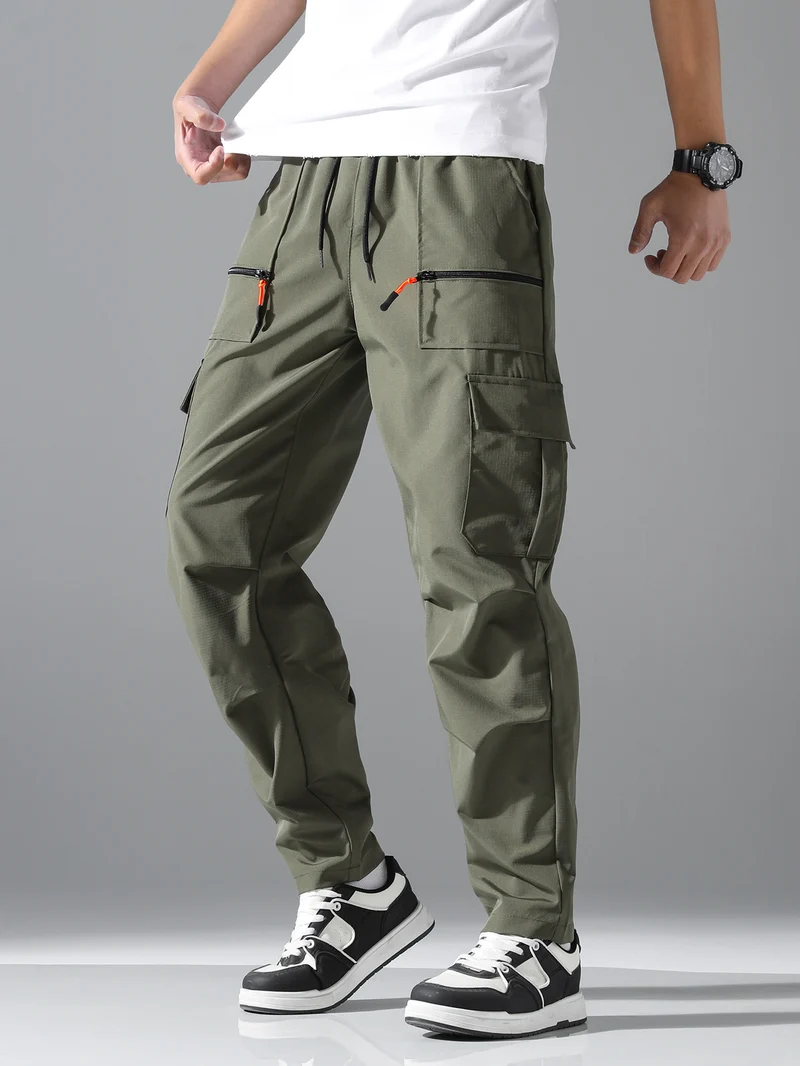Herren Utility-Cargohose mit Reißverschlusstaschen, Tunnelzugbund & vorgeformten Kniepartien Nord Taschen