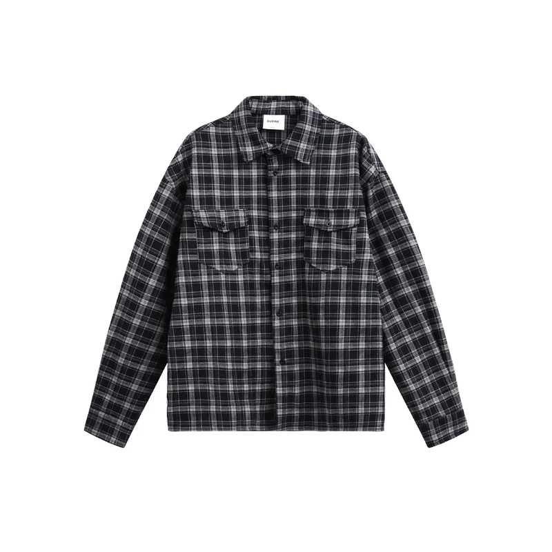Herren Karierter Flanell-Overshirt-Jacke mit aufgesetzten Brusttaschen Nord Taschen