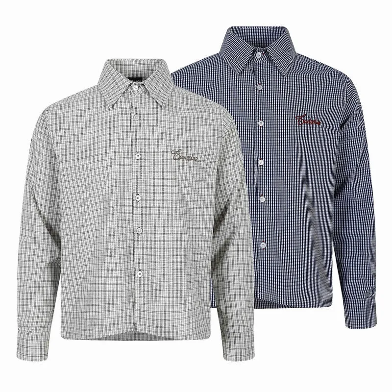 Herren Kariertes Gingham-Hemd mit Button-Down-Kragen und Bruststickerei Nord Taschen