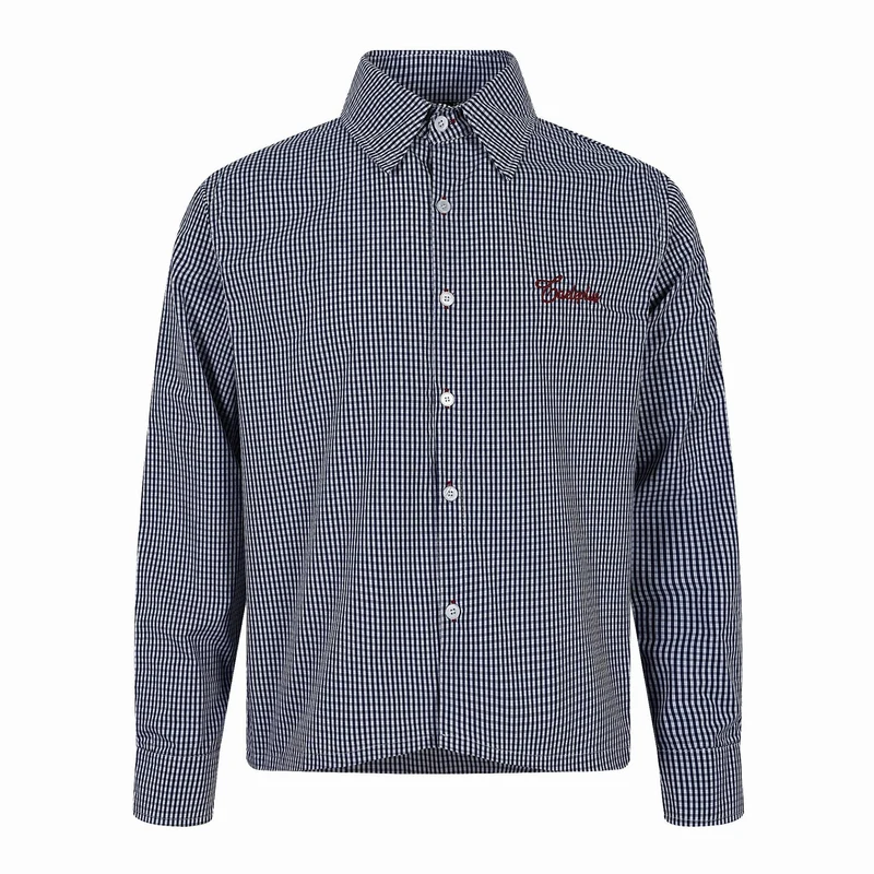 Herren Kariertes Gingham-Hemd mit Button-Down-Kragen und Bruststickerei Nord Taschen