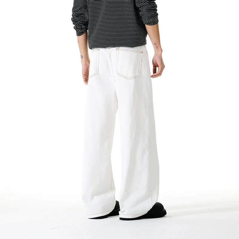 Damen Weite Cropped-Jeans mit hoher Leibhöhe und Kontrastnähten Nord Taschen
