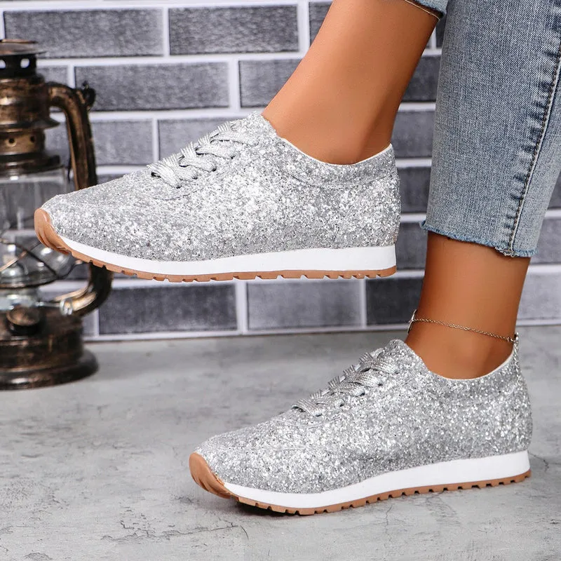 Damen Glitzernde Sneaker mit atmungsaktiver Sohle