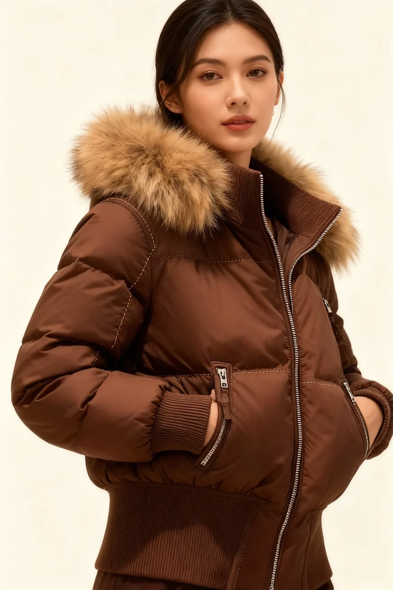 Damen Gesteppte Winterjacke mit Kapuze & Kunstfellbesatz | Avellé