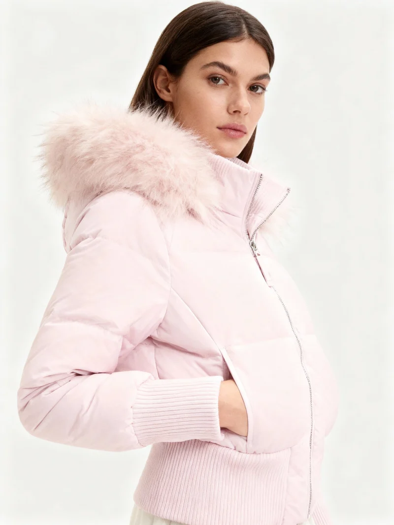Damen Gesteppte Winterjacke mit Kapuze & Kunstfellbesatz | Avellé