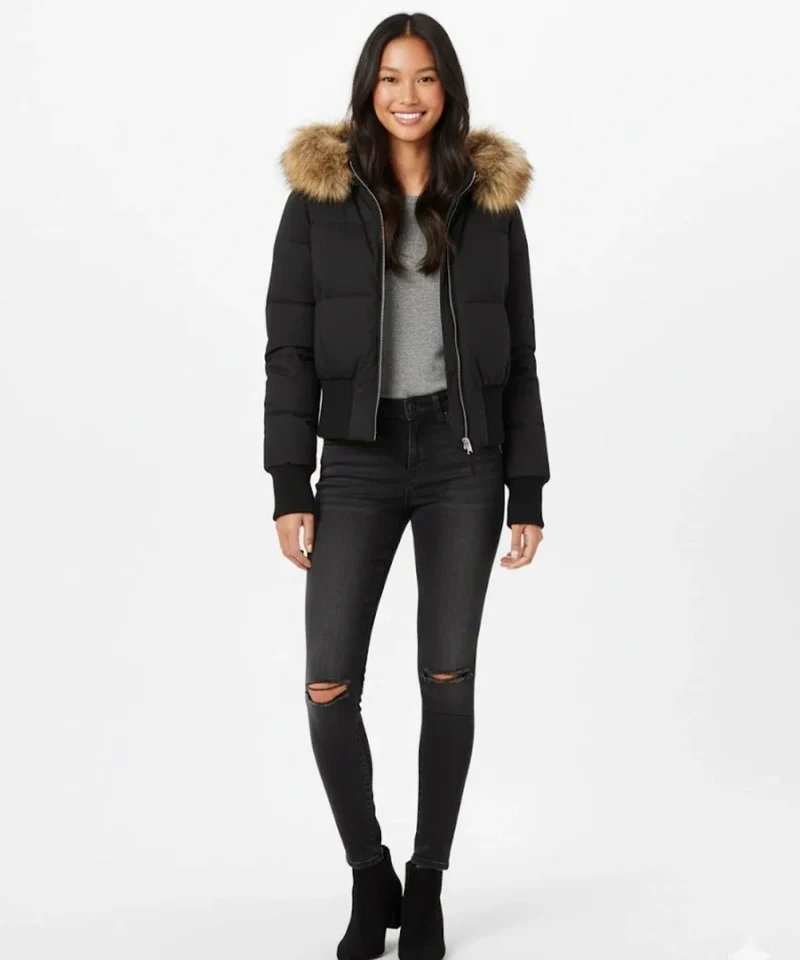 Damen Gesteppte Winterjacke mit Kapuze & Kunstfellbesatz | Avellé