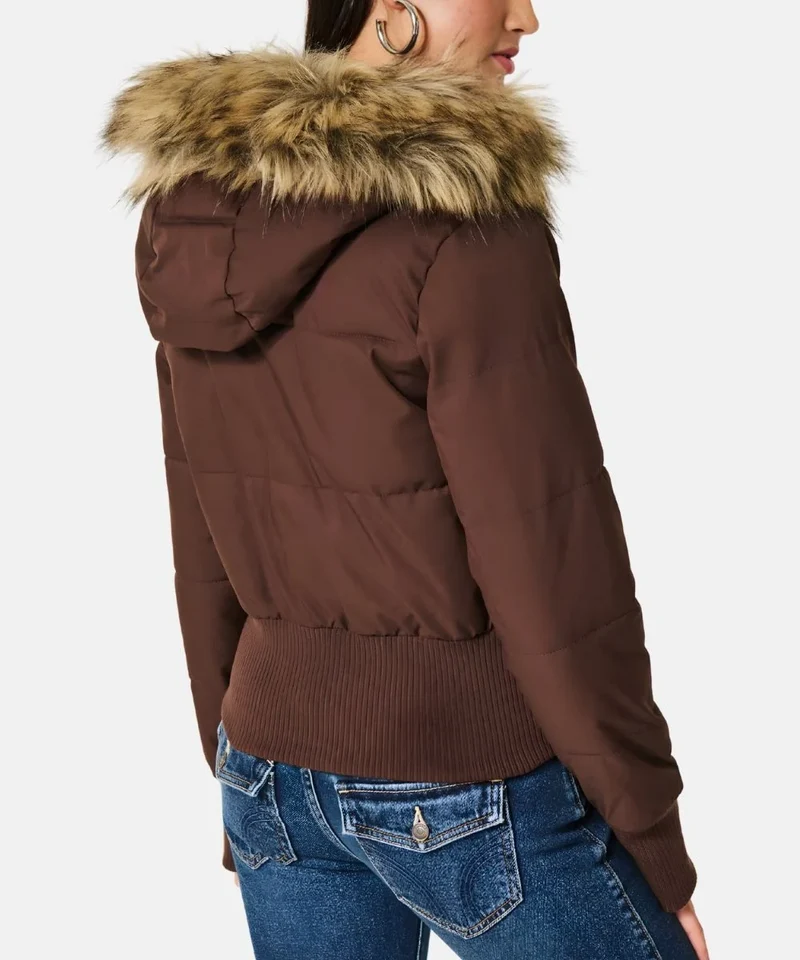 Damen Gesteppte Winterjacke mit Kapuze & Kunstfellbesatz | Avellé