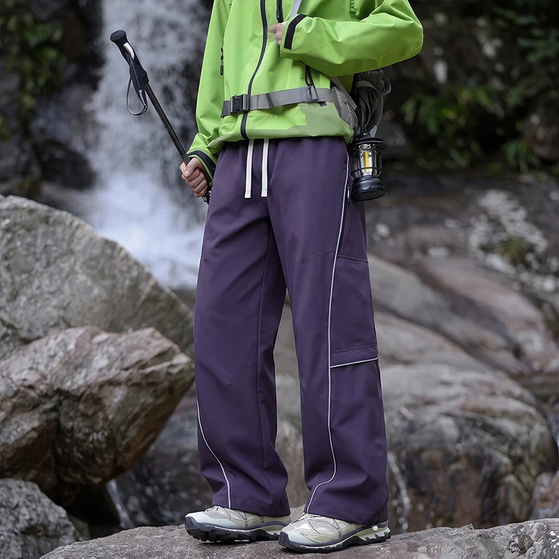 Unisex Wasserabweisende technische Cargo-Hose mit weitem Bein, Reißverschlusstaschen und Kordelzug Nord Taschen