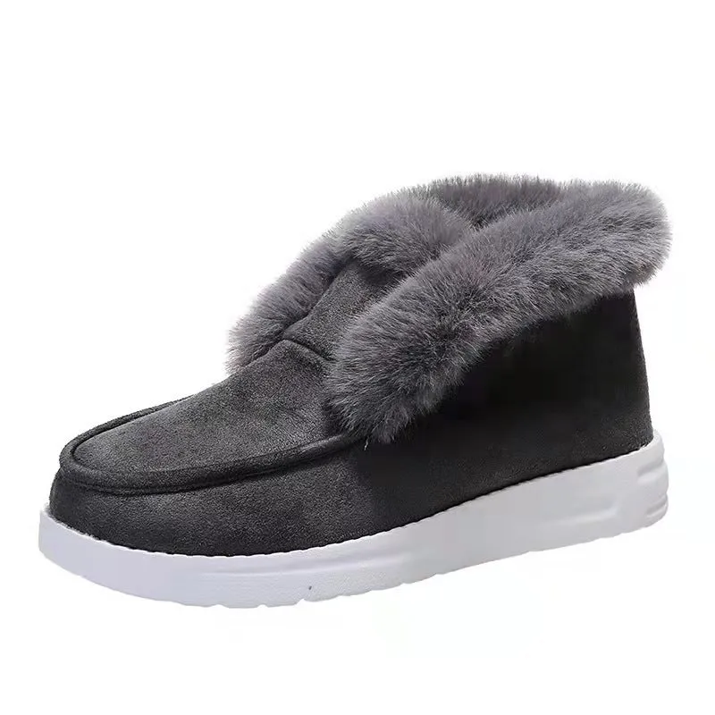 Damen Gefütterte Hausstiefel mit Kunstfell-Kragen und rutschfester Gummisohle Nord Taschen