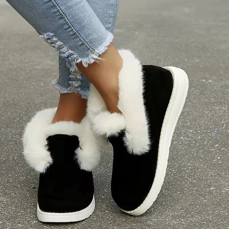 Damen Gefütterte Hausstiefel mit Kunstfell-Kragen und rutschfester Gummisohle Nord Taschen