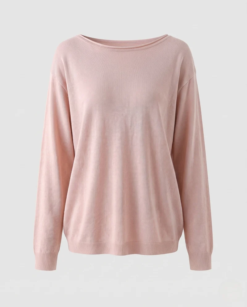 Damen feiner Strickpullover mit Bootsausschnitt und lockerer Passform Nord Taschen