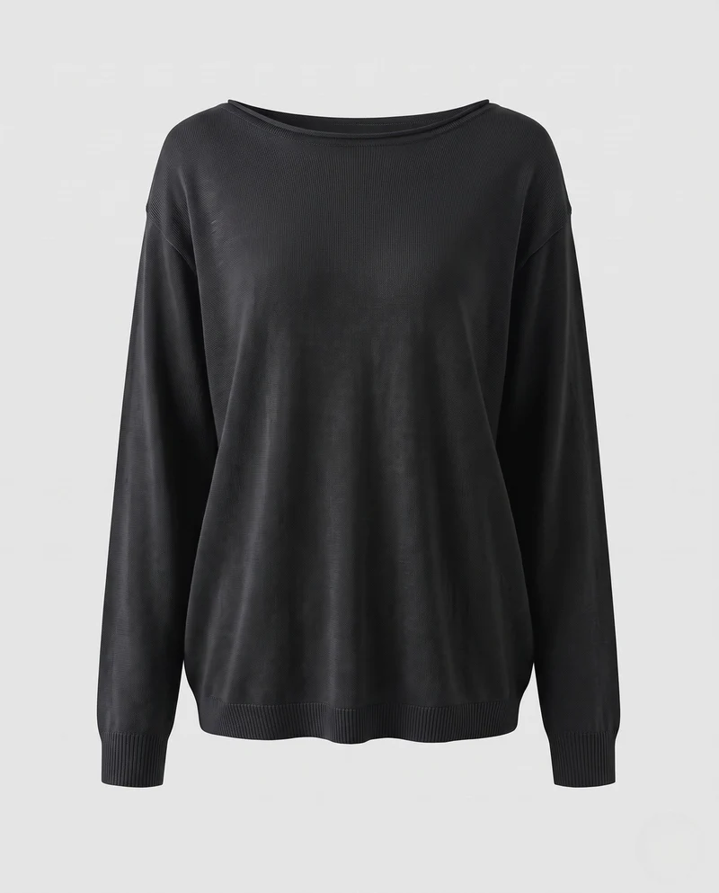 Damen feiner Strickpullover mit Bootsausschnitt und lockerer Passform Nord Taschen