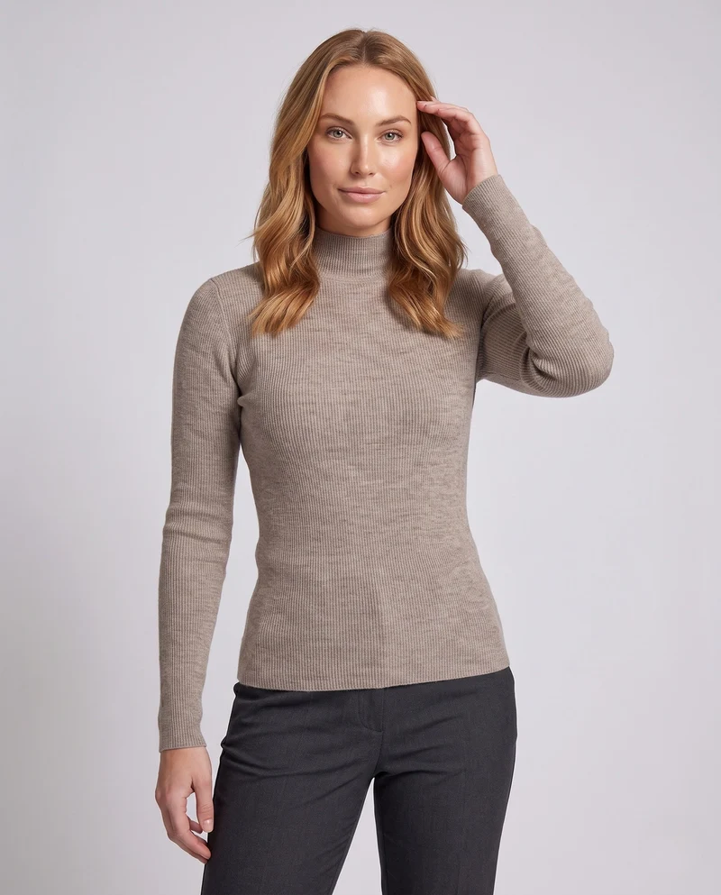 Damen Körperbetont Feinstrick Stehkragenpullover mit flauschigem Cashmere-Look Nord Taschen