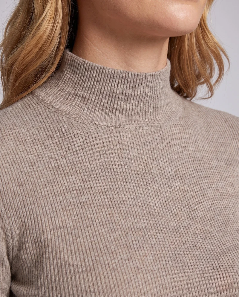 Damen Körperbetont Feinstrick Stehkragenpullover mit flauschigem Cashmere-Look Nord Taschen