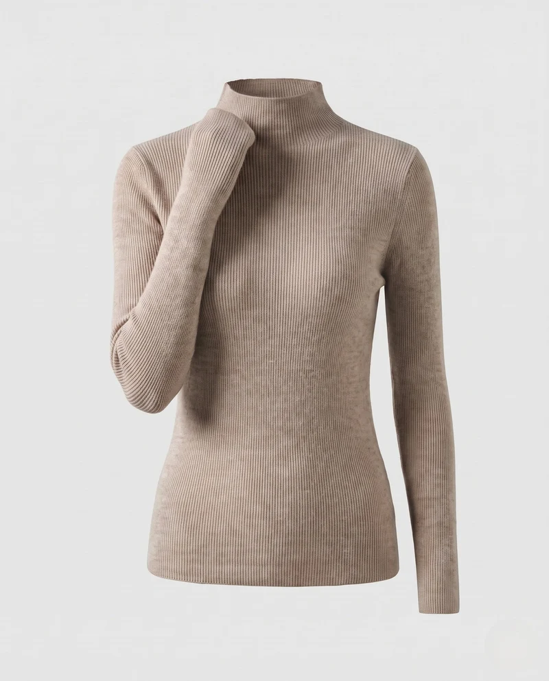 Damen Körperbetont Feinstrick Stehkragenpullover mit flauschigem Cashmere-Look Nord Taschen