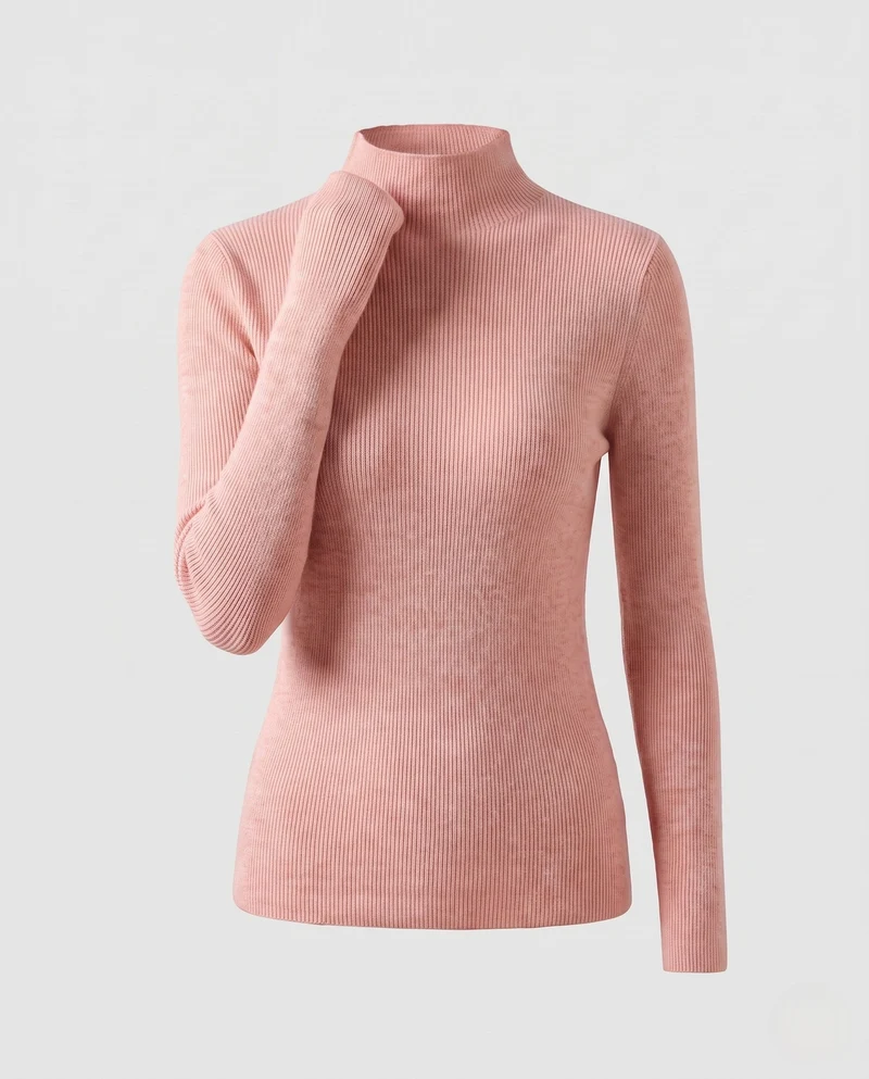 Damen Körperbetont Feinstrick Stehkragenpullover mit flauschigem Cashmere-Look Nord Taschen
