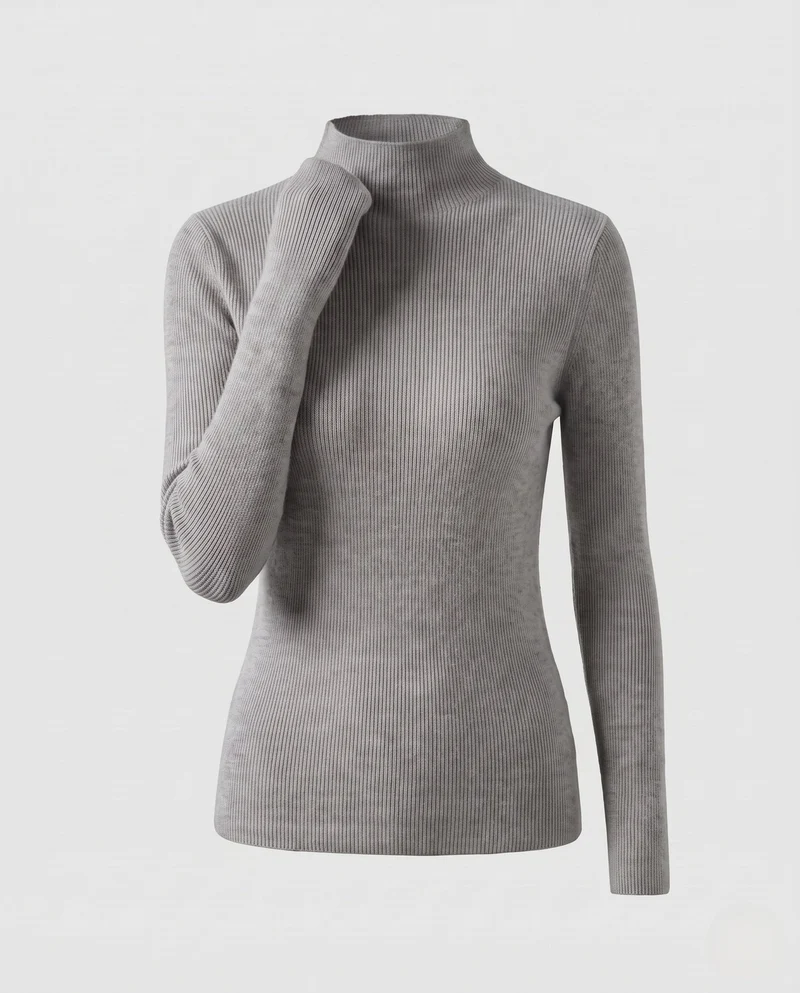 Damen Körperbetont Feinstrick Stehkragenpullover mit flauschigem Cashmere-Look Nord Taschen
