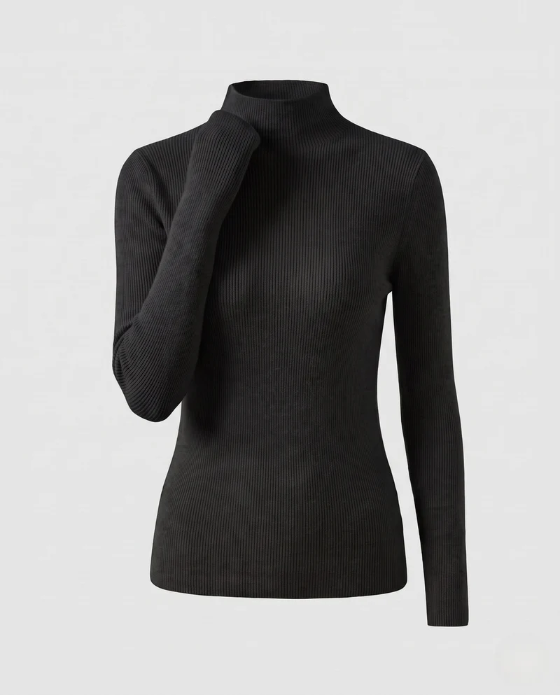 Damen Körperbetont Feinstrick Stehkragenpullover mit flauschigem Cashmere-Look Nord Taschen