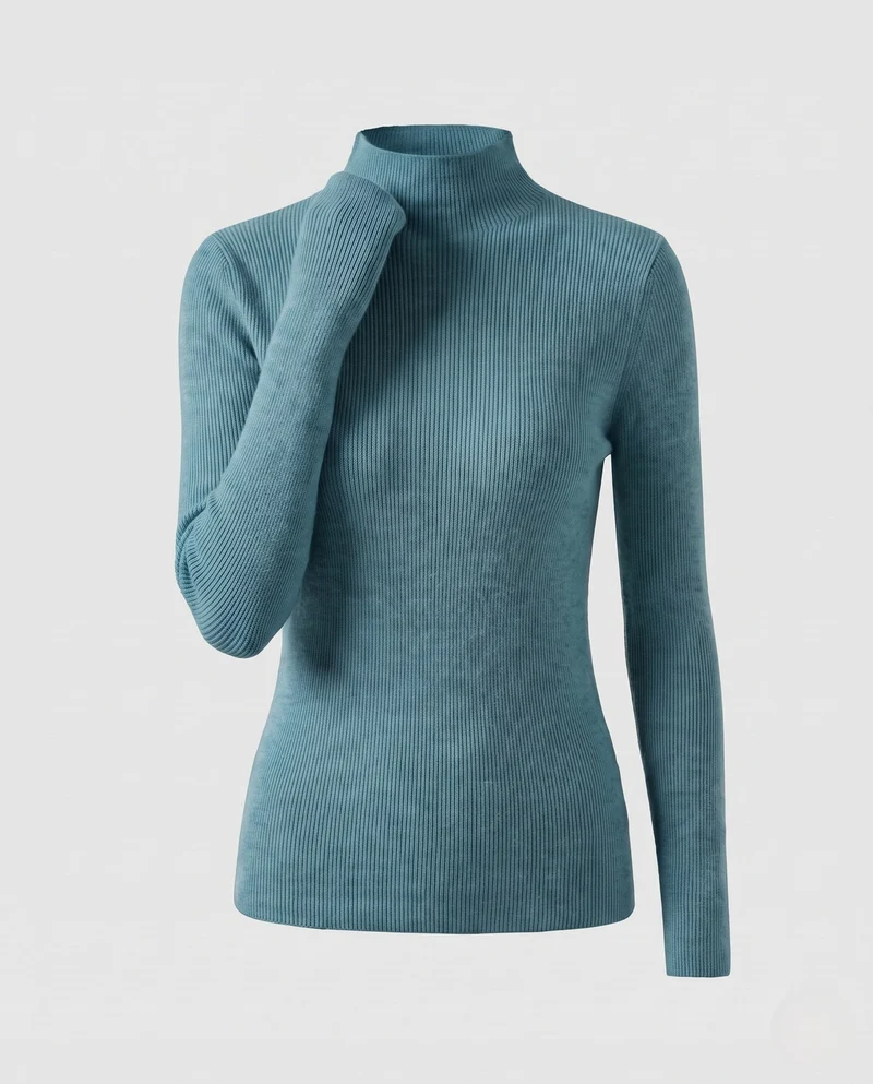 Damen Körperbetont Feinstrick Stehkragenpullover mit flauschigem Cashmere-Look Nord Taschen