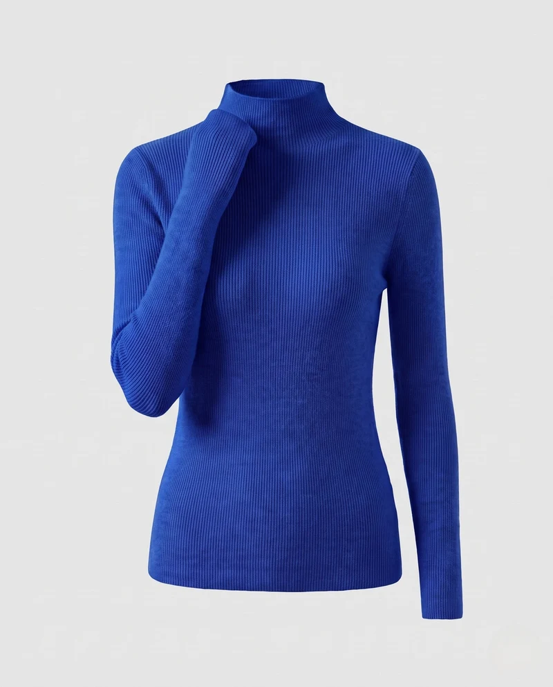 Damen Körperbetont Feinstrick Stehkragenpullover mit flauschigem Cashmere-Look Nord Taschen