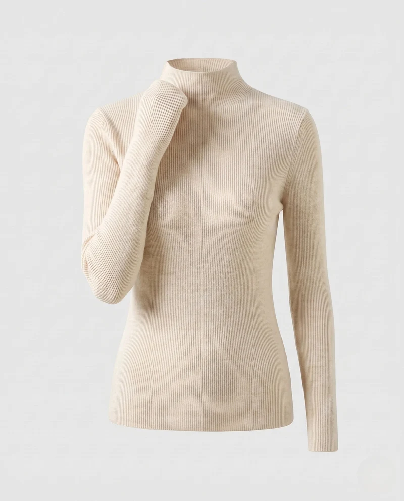 Damen Körperbetont Feinstrick Stehkragenpullover mit flauschigem Cashmere-Look Nord Taschen